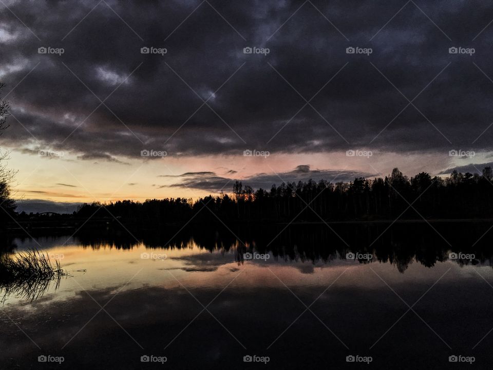 Night sky over Swedish lake