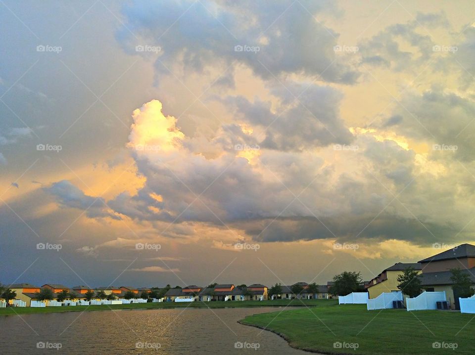 Storm clouds and Sunset