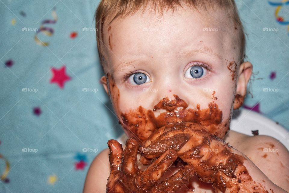 First birthday chocolate cake smash