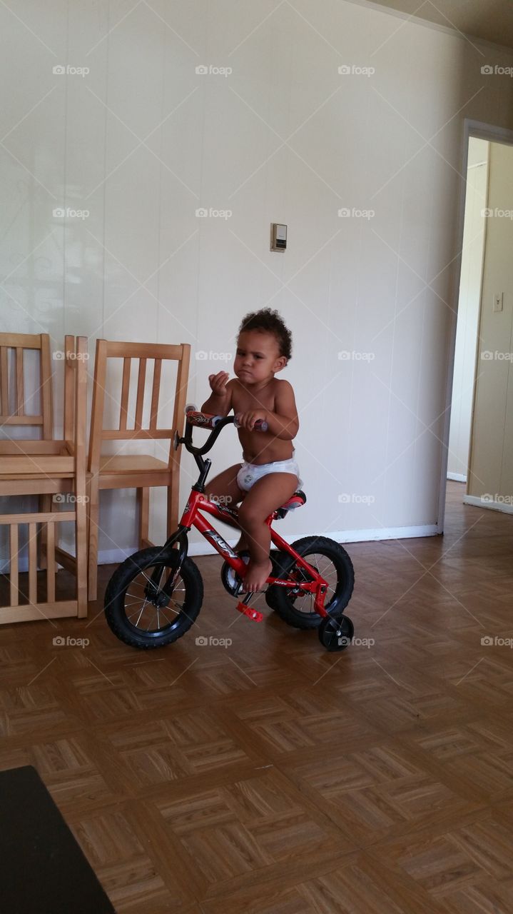 Mean Biker. my son trying to ride his bike