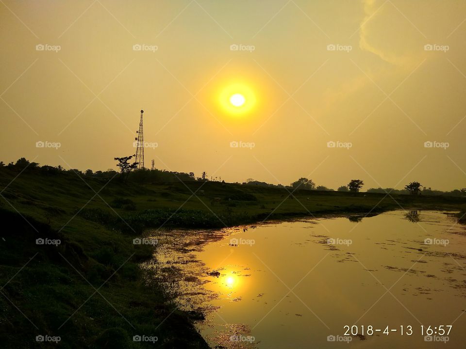 Beautiful sunset water reflection..