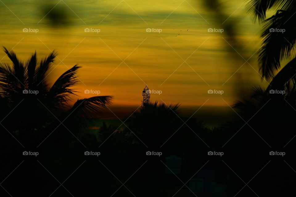 Mobile tower in beautiful evening