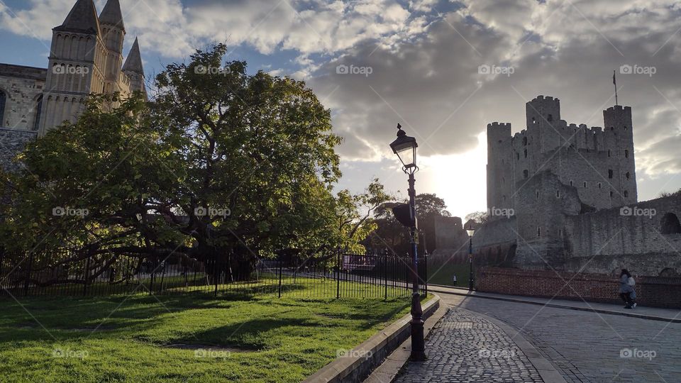 Lamp post posing in the background of Rochester palace