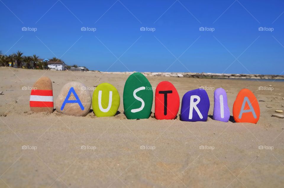Souvenir of Austria on colourful stones