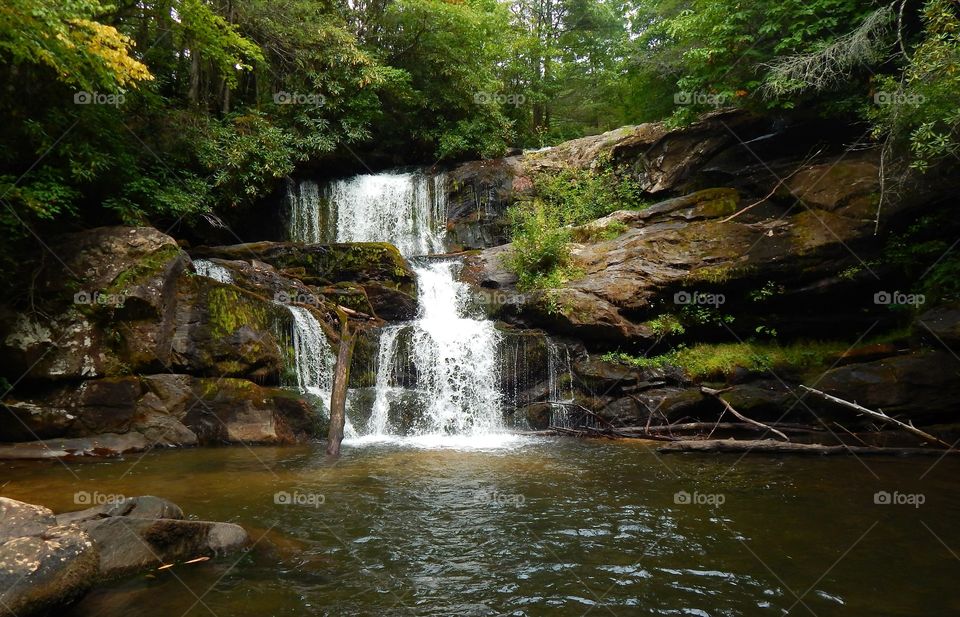 Upper waterfall on Moccasin creek at Moccasin creek state park, Georgia