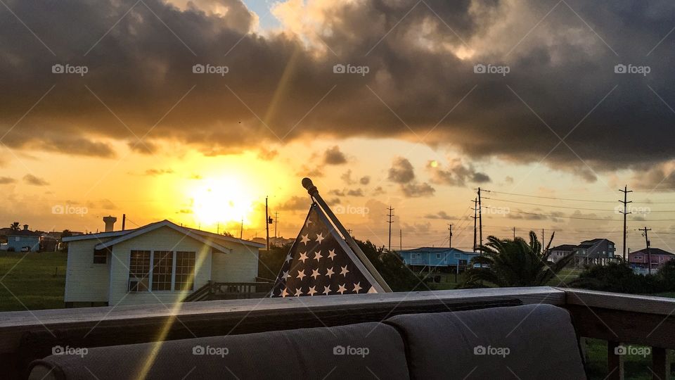 Sunrise on the island . Galveston sunrise in July 