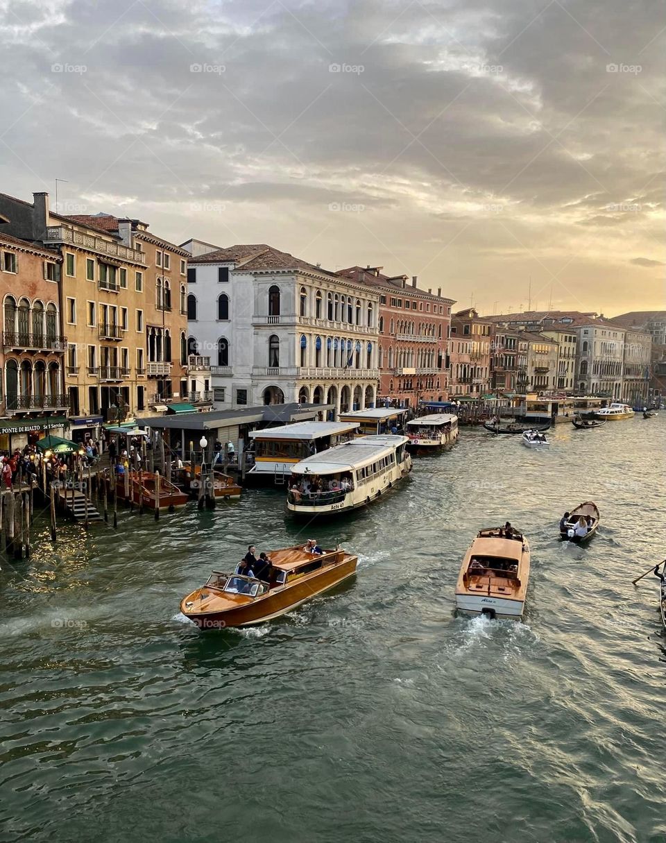 Boats on the water in the city