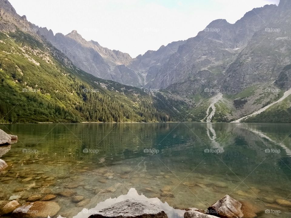 Reflection in mountain lake, nature