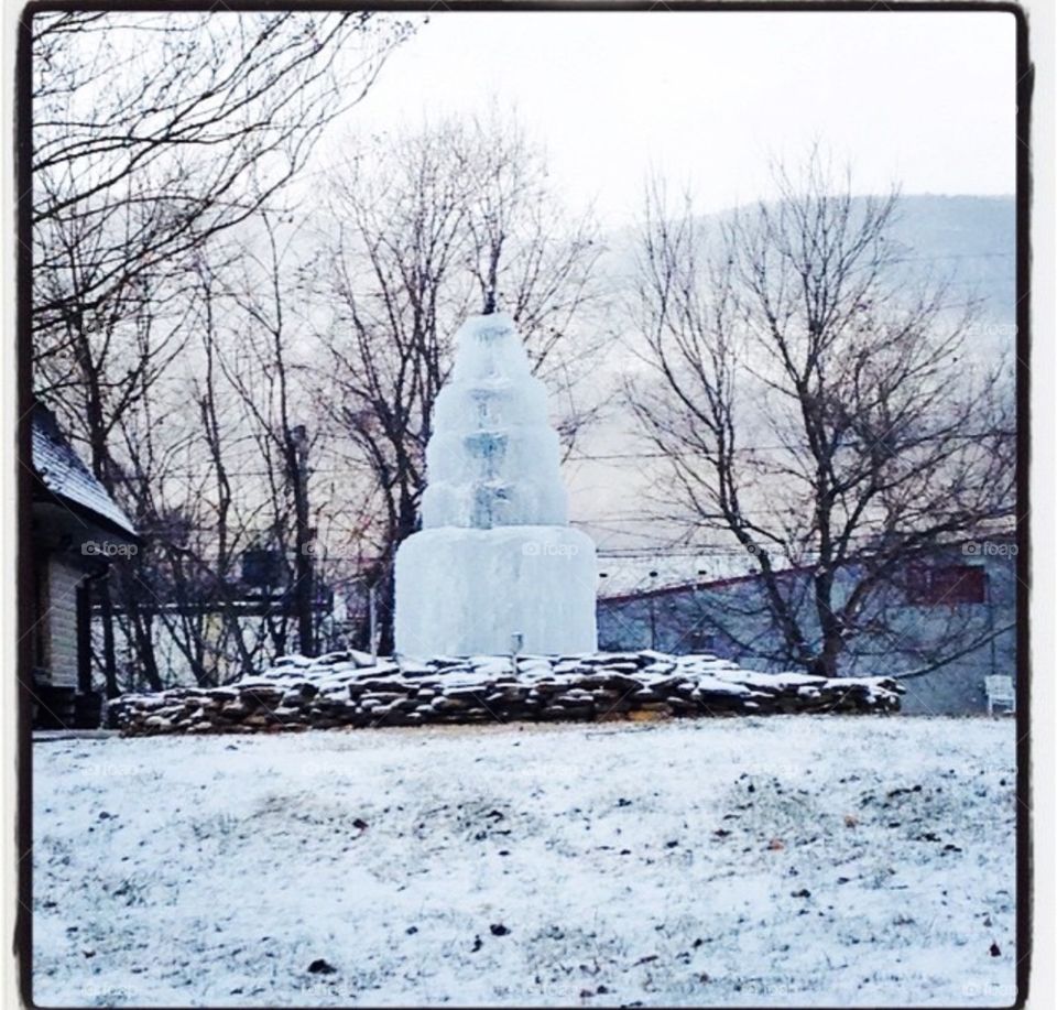Frozen fountain in Dunlap Tennessee