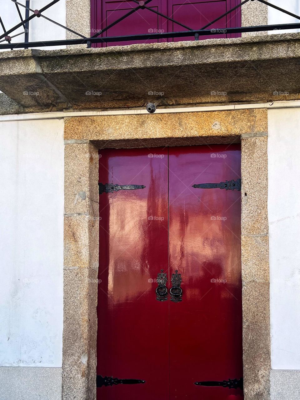 Wood and metal red door