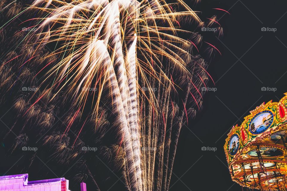 Fireworks on the boardwalk at Carolina Beach, North Carolina