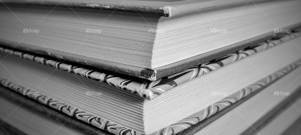 Detail of book pages in black and white