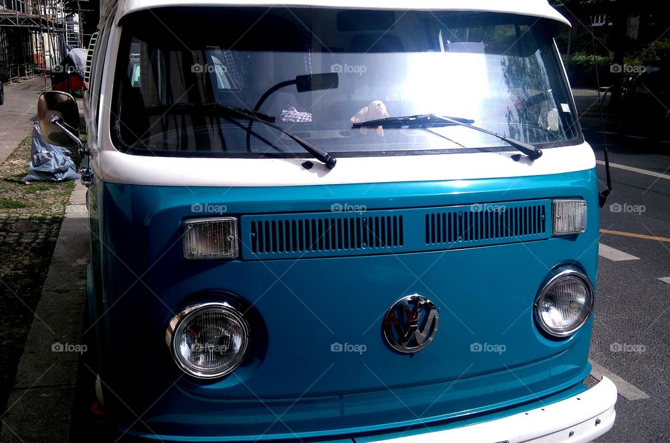 Blue Volkswagen bus