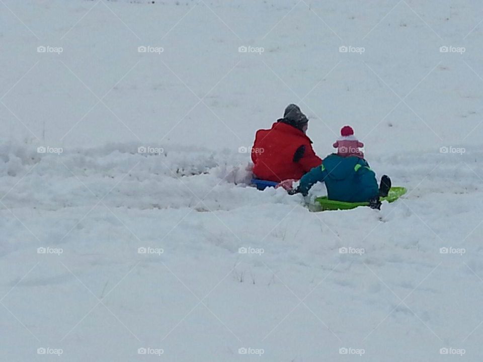 sledding on the farm