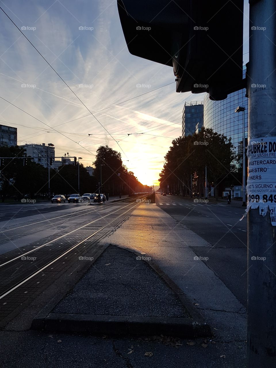 Vukovarska Street Zagreb sunset