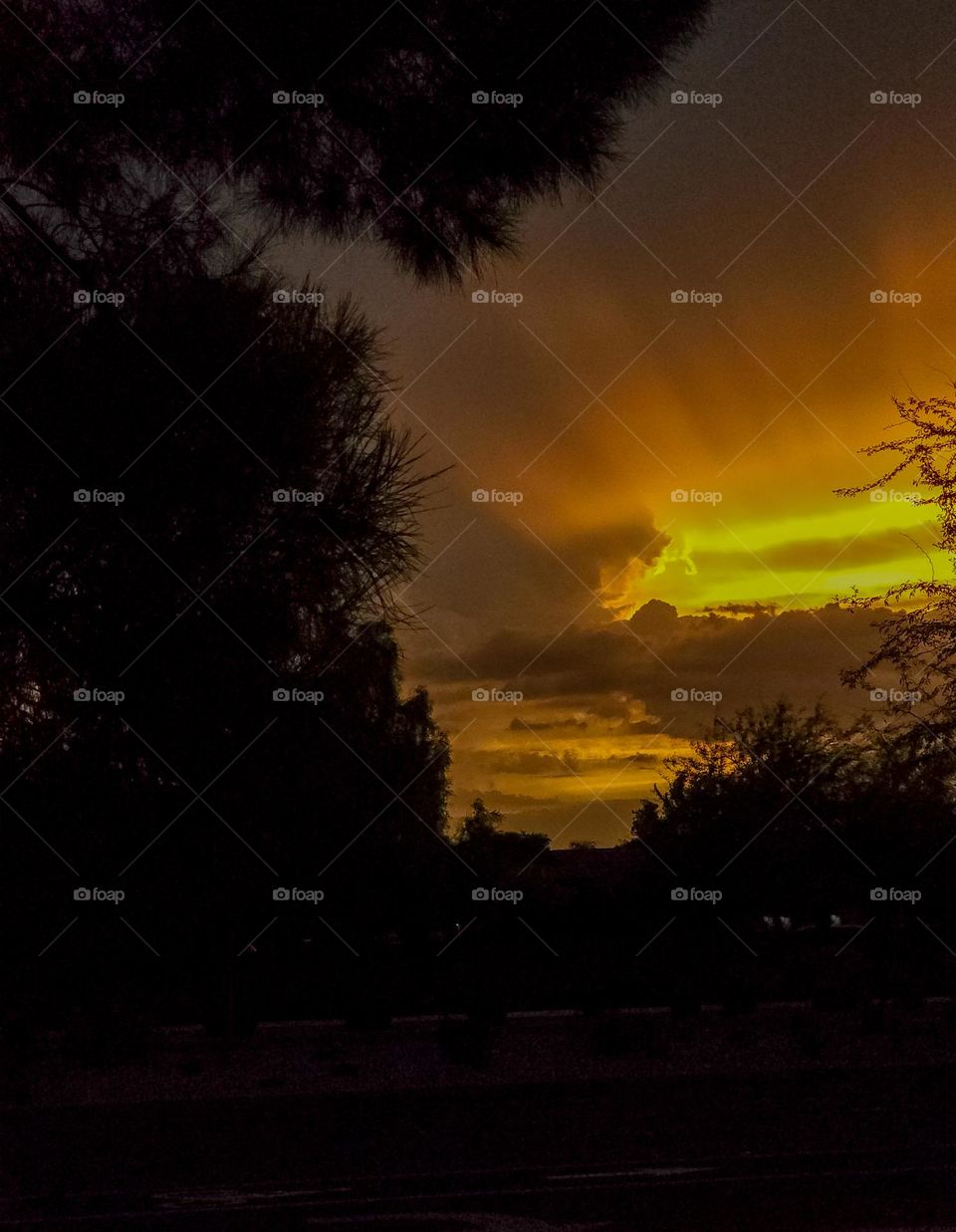 Summer monsoon weather pushes into Phoenix Arizona and creates a spectacular sunset