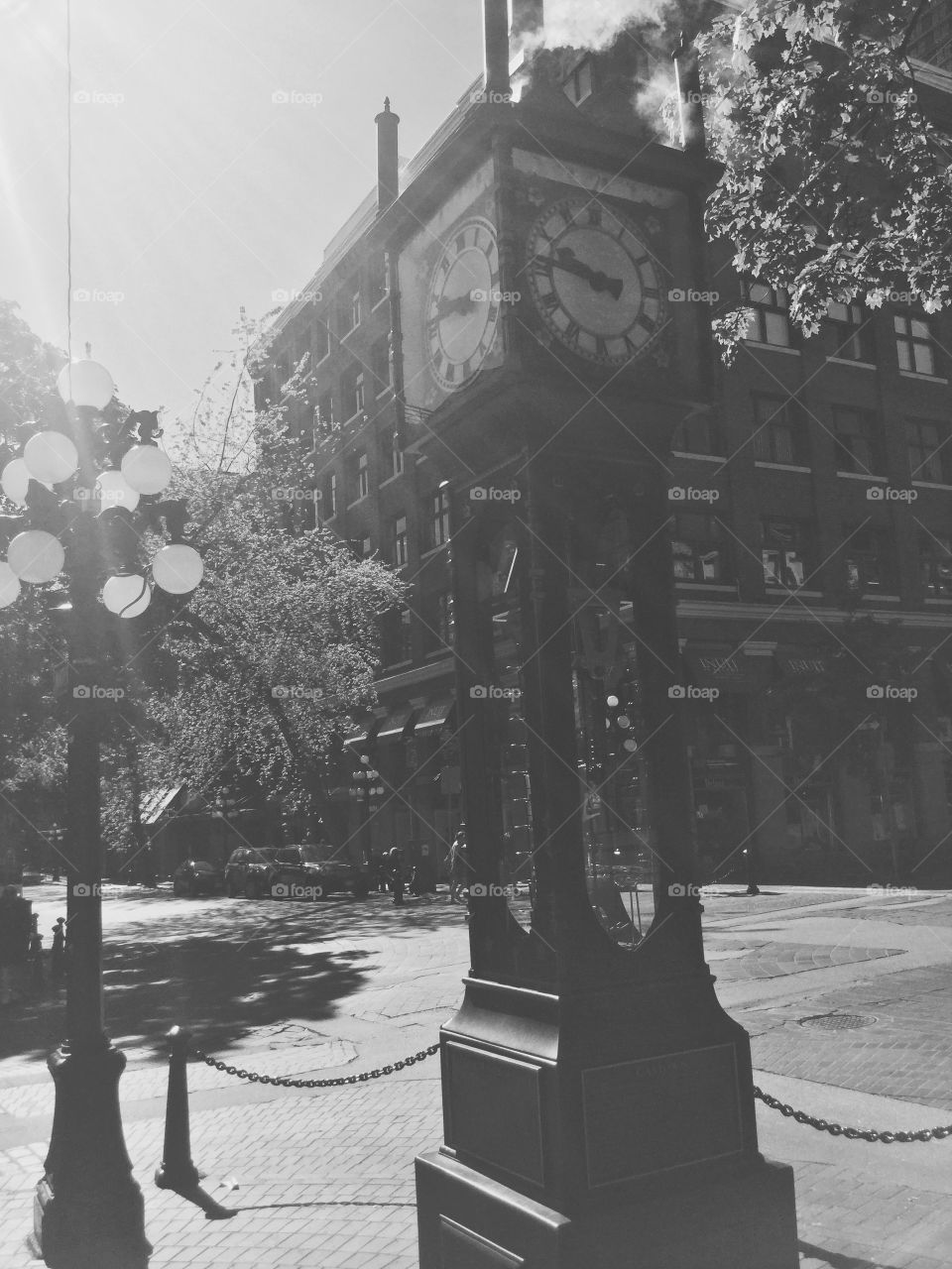 Old, historic clock in Gastown, Vancouver, British Columbia, Canada 
