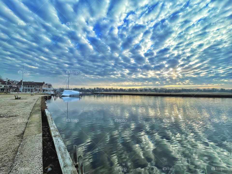 Sunrise reflection at the harbour 