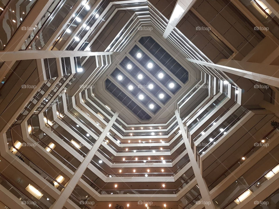 Standing in an atrium looking up inside 