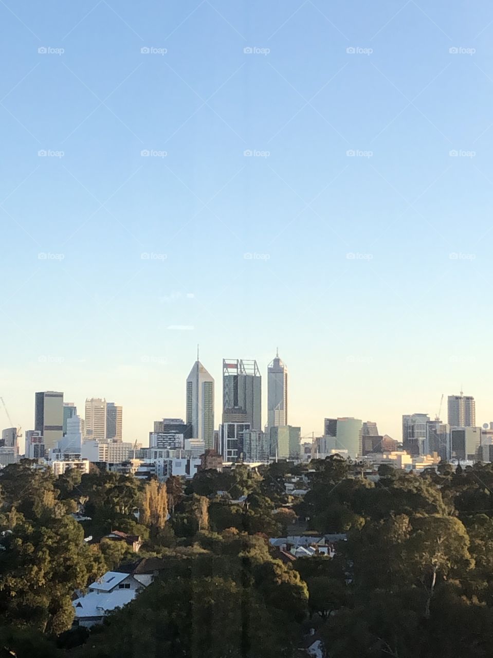 Perth city views at beautiful sunset
