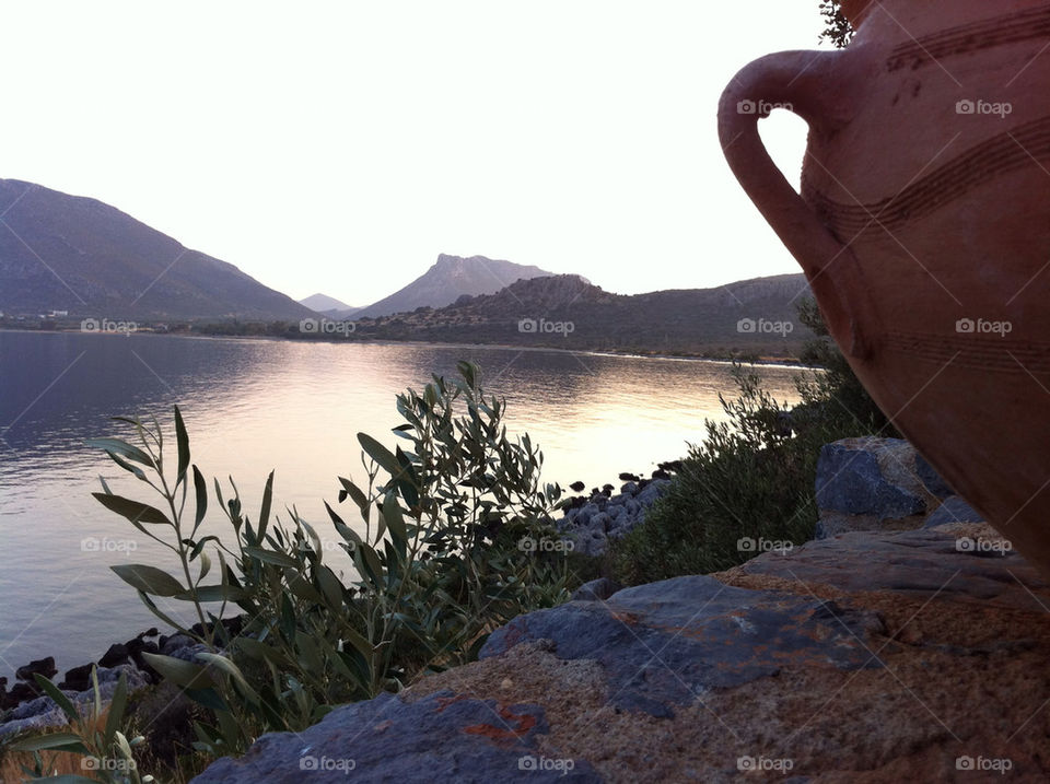 tree sea greece pottery by rigas