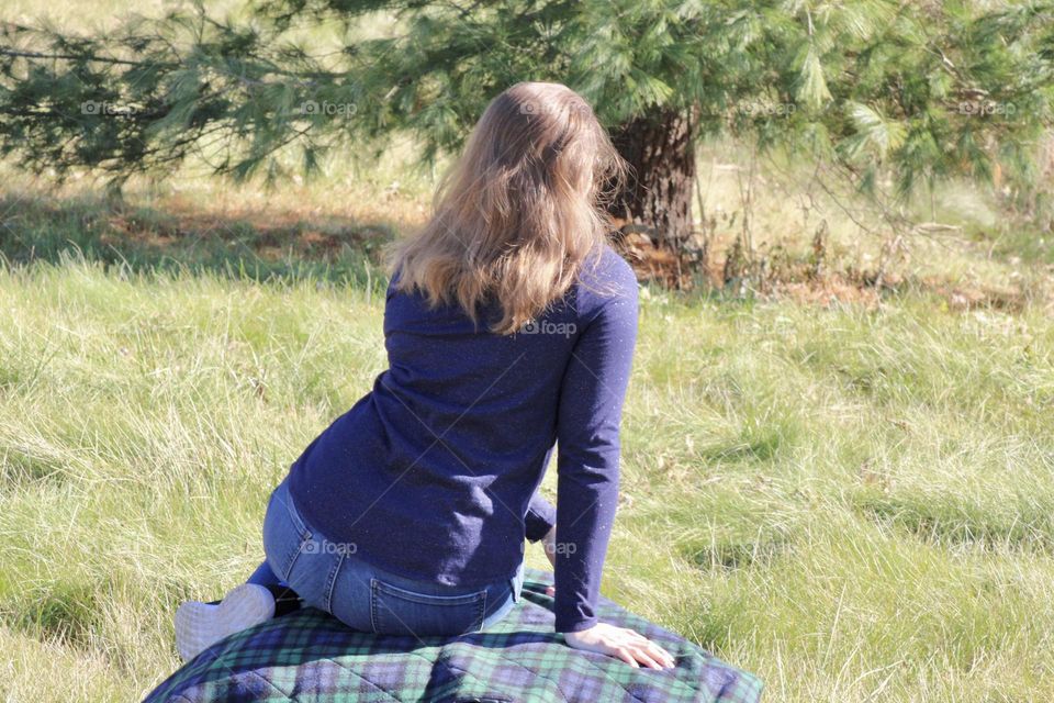 Woman Relaxing and Enjoying Nature