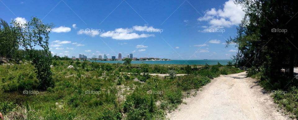 View of Miami's Fisher Island from Virginia Key
