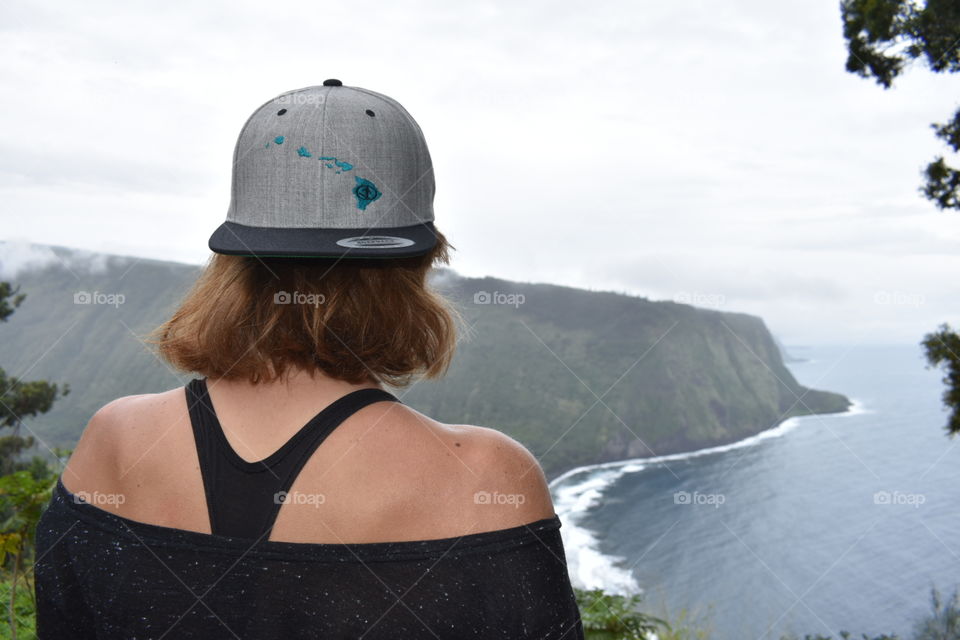 Vacationing on the island of Hawaii at the overlook of the Waipio Valley 