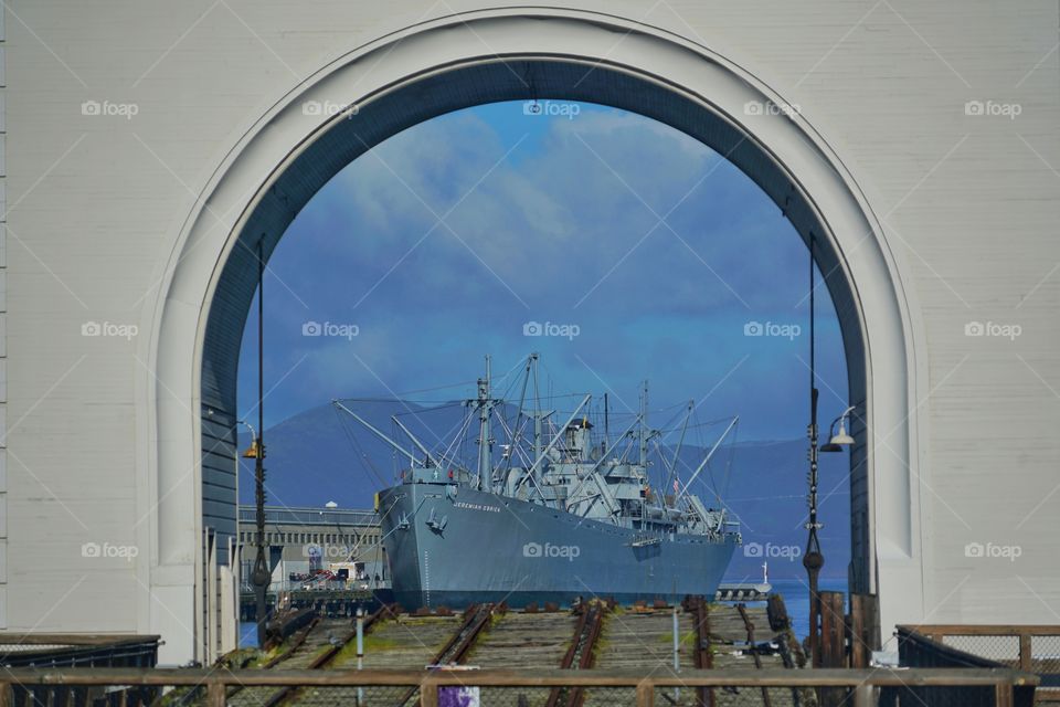 Cargo Ship At Anchor In San Francisco Bay