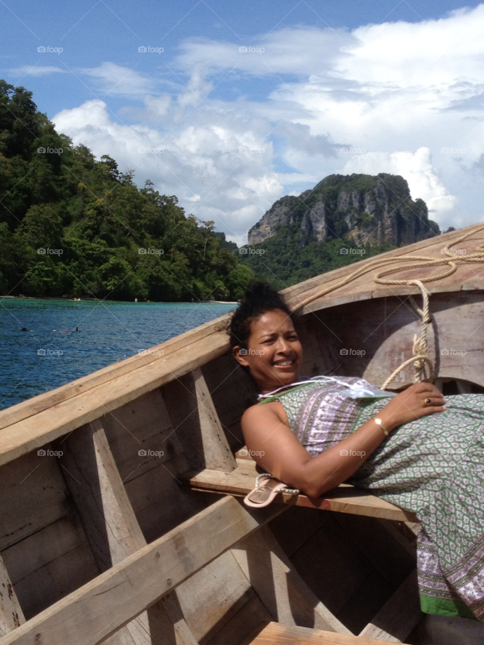 mountain krabi long tail boat thai lady by Terry