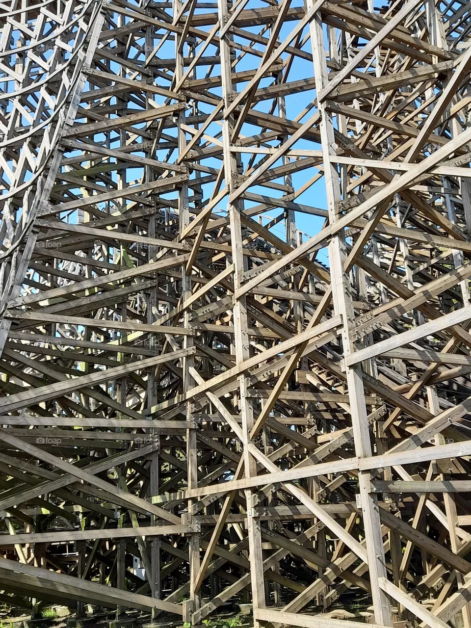 Attraction wooden roller coaster