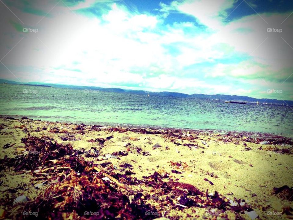 Beach, Sky, Summer, Cloud, White, Blue, Rocks, Waves, Seaweed, Sand