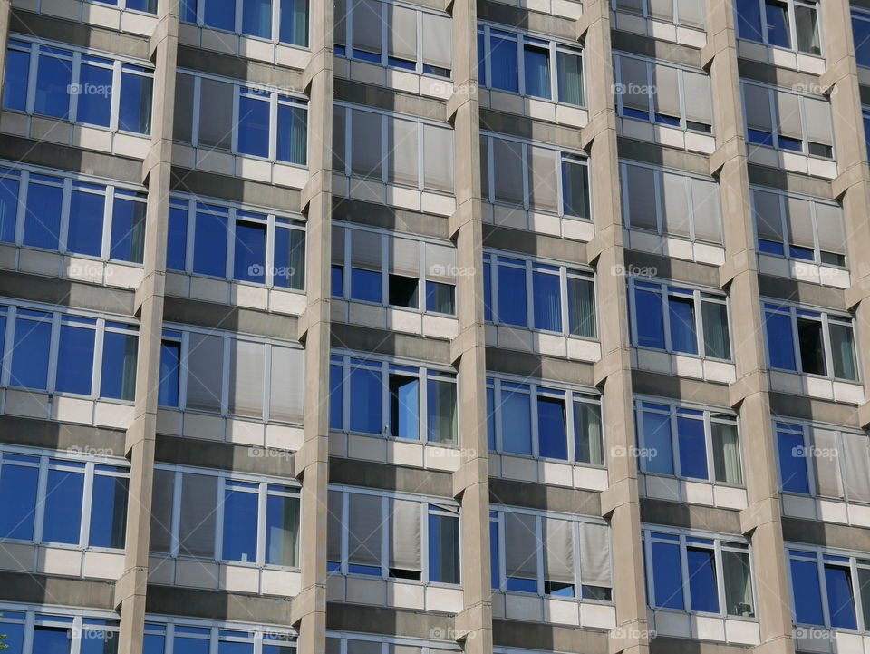 Facade of a skyscraper in Antwerp, Belgium.