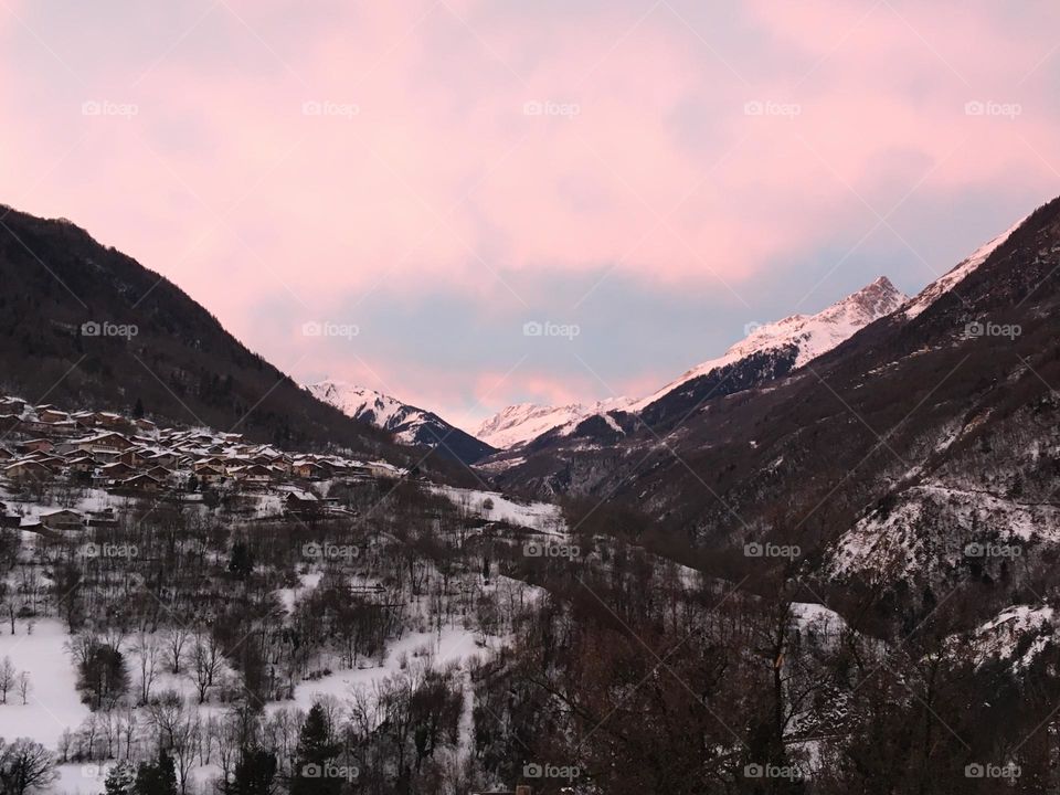 Morning light on Savoy mountains