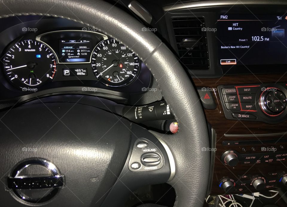 Vehicle Steering Wheel, Dashboard, Gauges, Cockpit