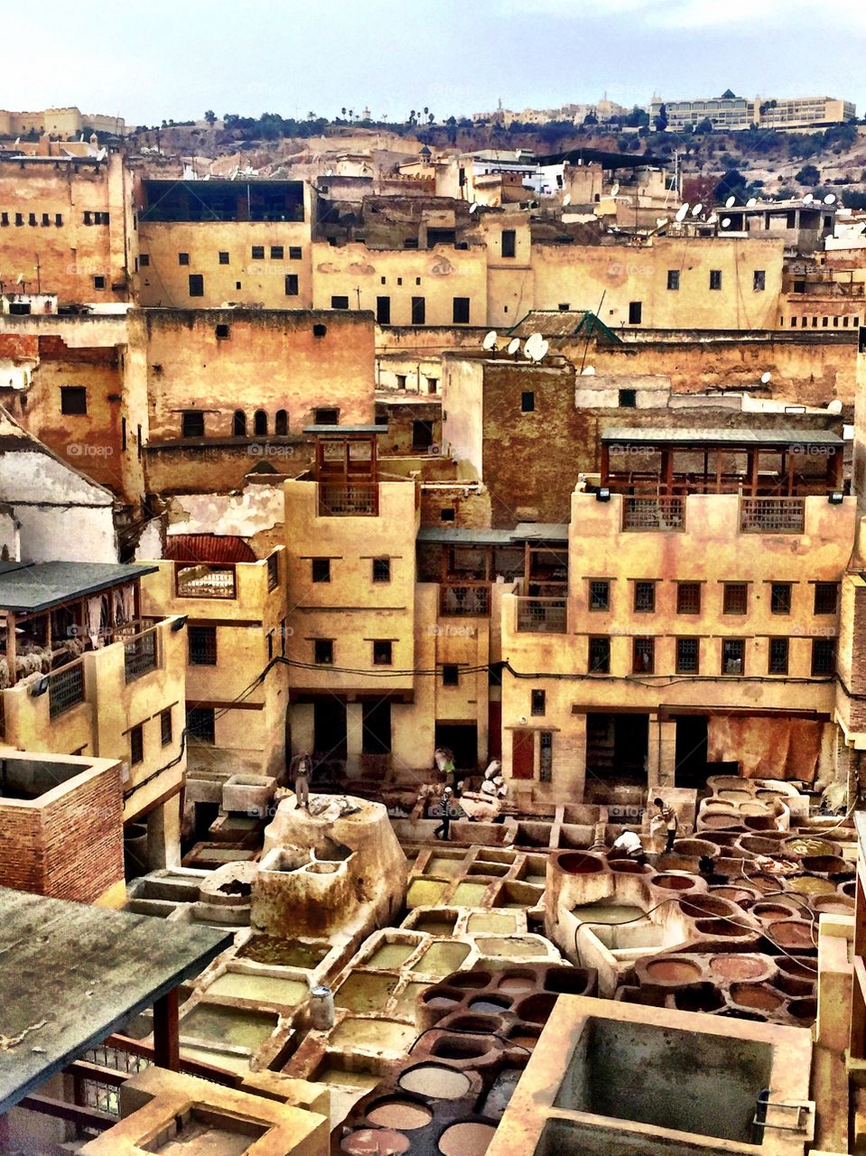 High Angle View Of Tannery in Marrakesh