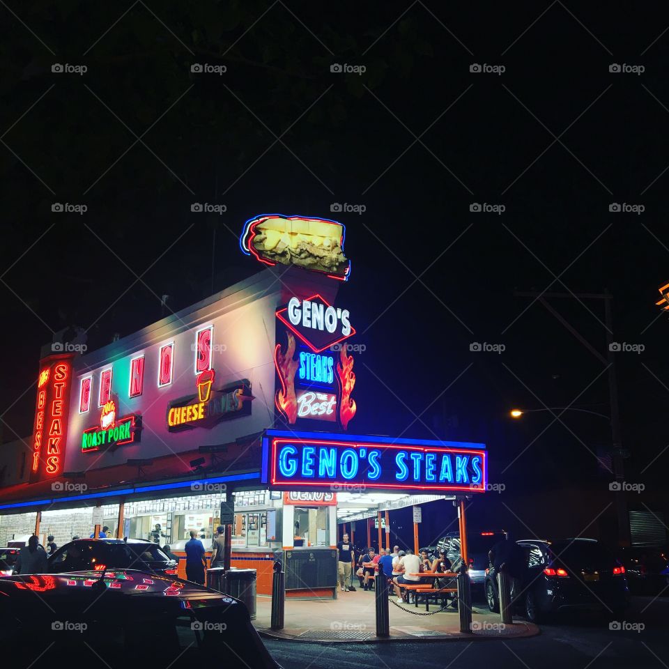 The neon of Geno’s Steaks adding life to the Passyunk neighborhood!
