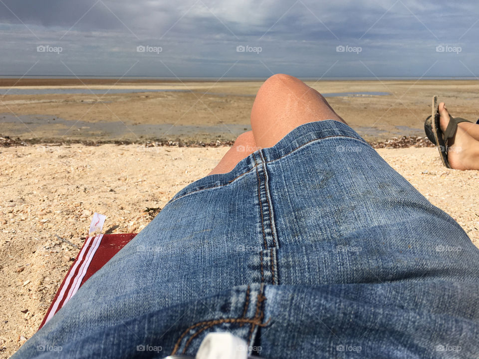 My point if view while lying on a south Australian beach at low tide in south Australia 