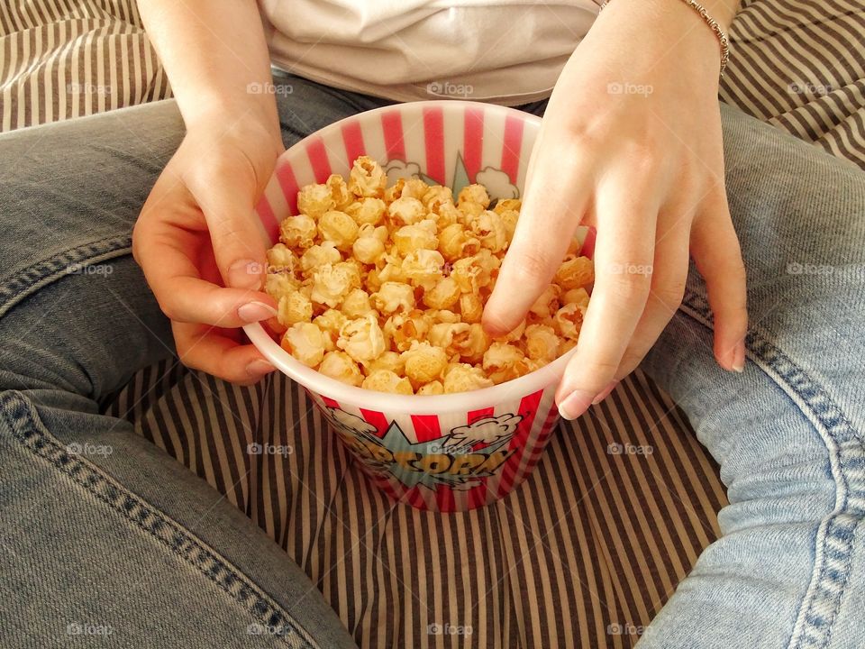 Eating popcorn