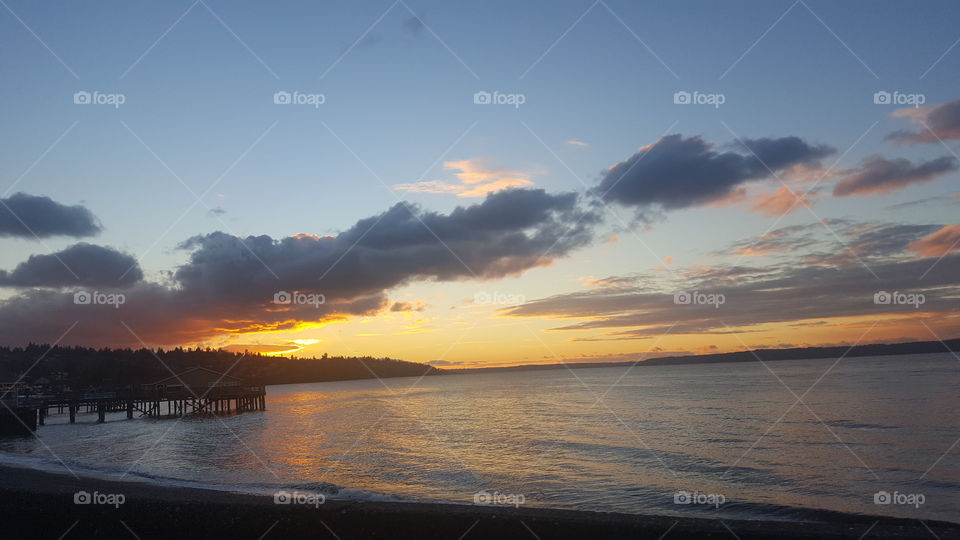 Idyllic view of sea during sunset