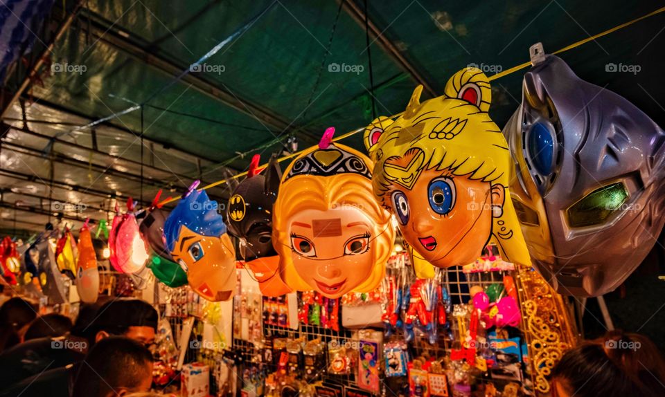 Local Souvenir shop at Thai temple fair festivals