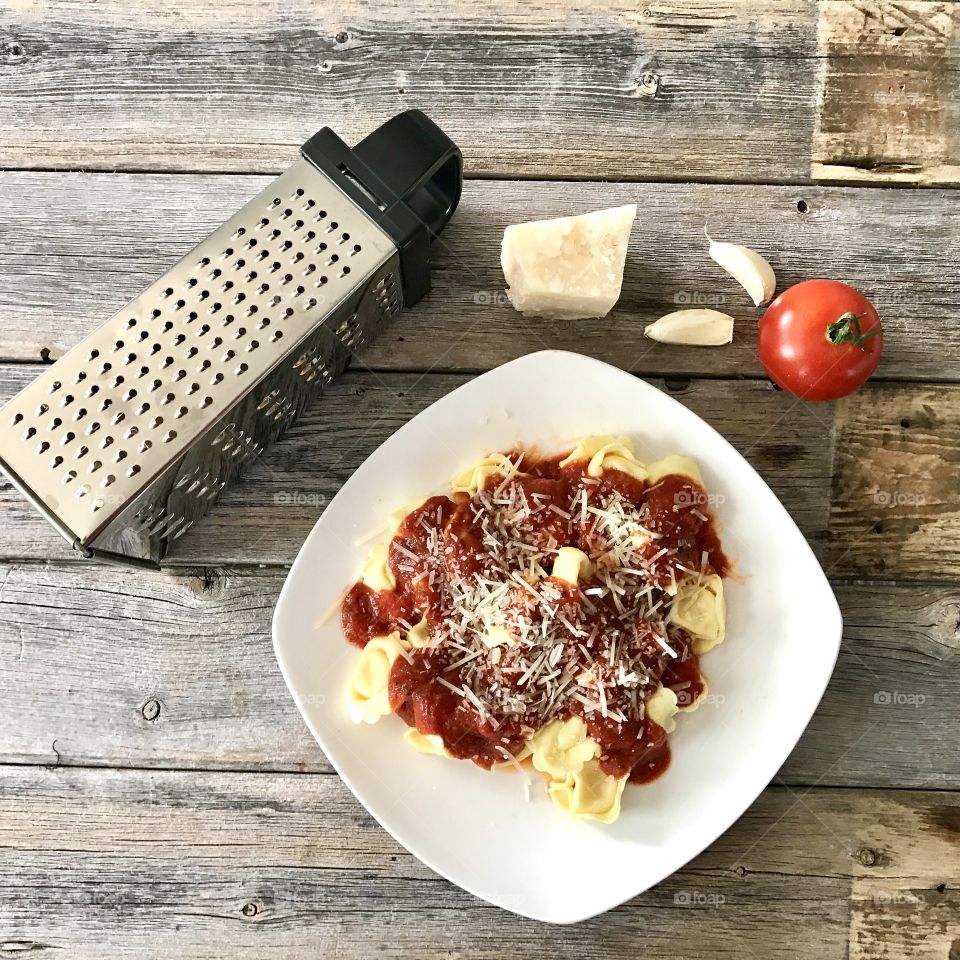 Grater with pasta