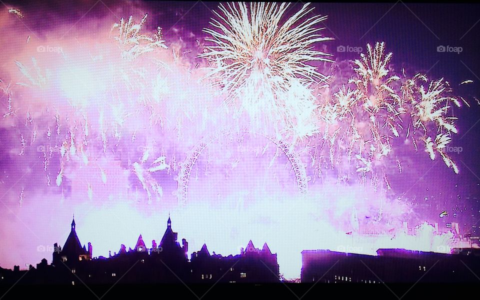 London eye firework . Happy new year 