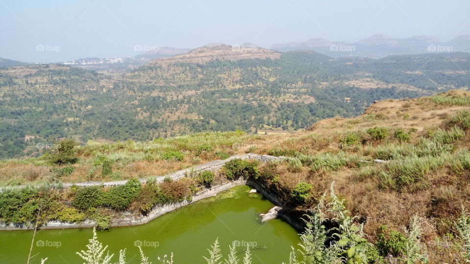 High angle view of hill