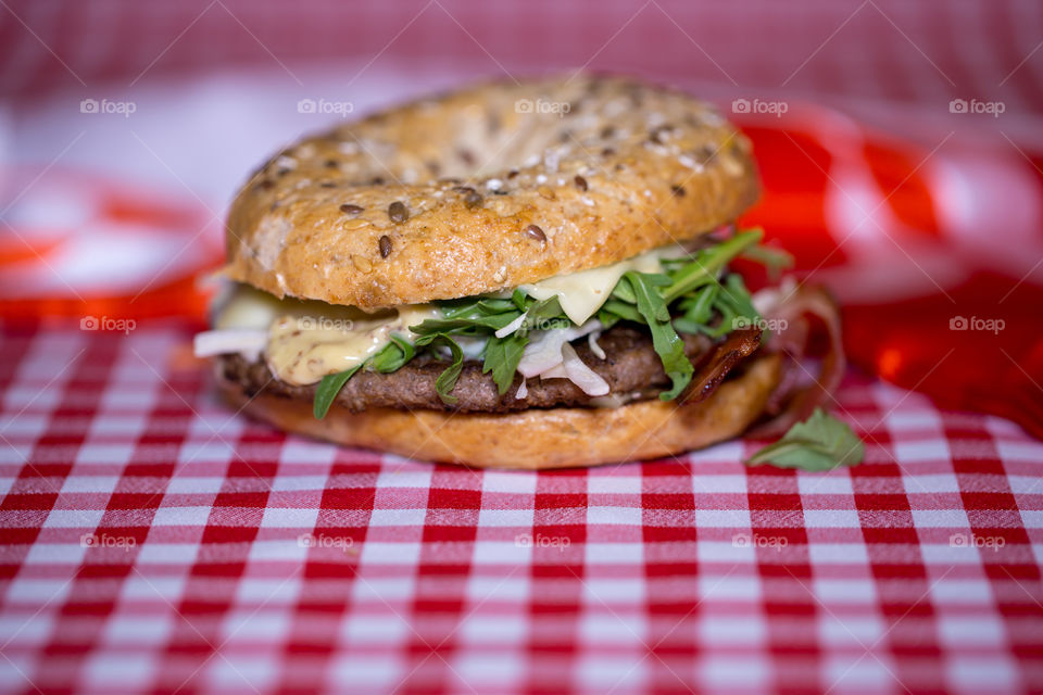 burger and white red colors