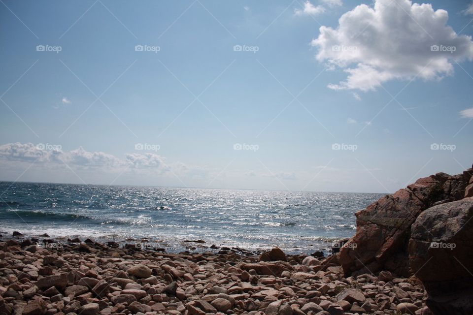 Scenic view of sea and stones