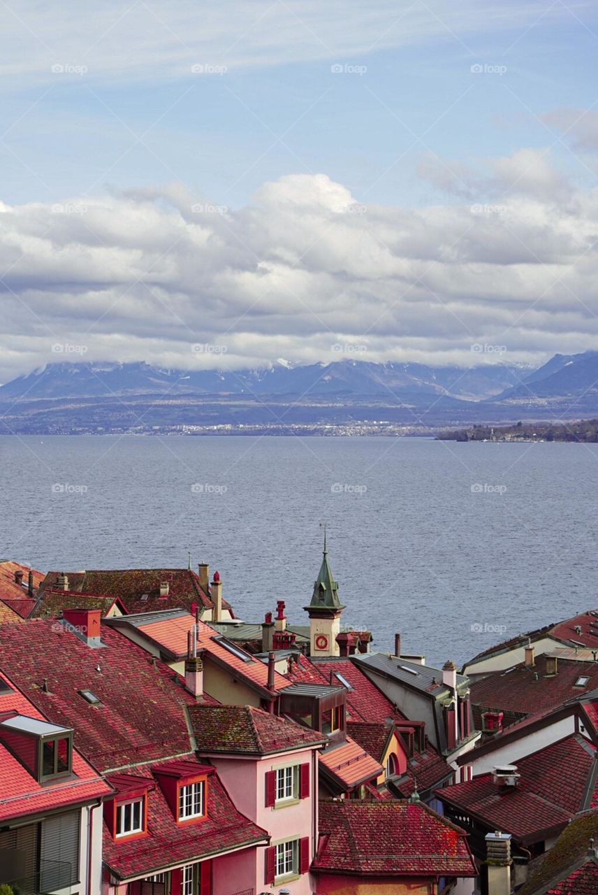 Red colors in Nyon, Switzerland
