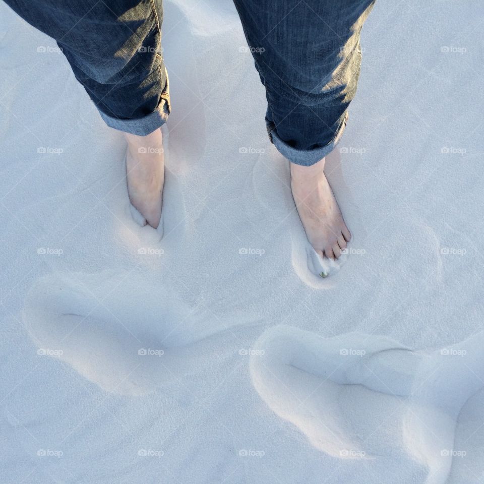 Feet at White Sands national Monument