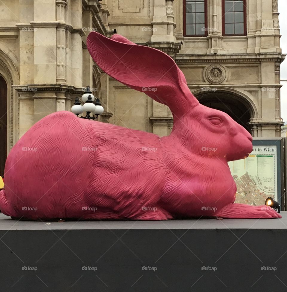 It’s Easter time! The pink rabbit is resting in preparation for all the kids with Easter baskets ready to retrieve her eggs