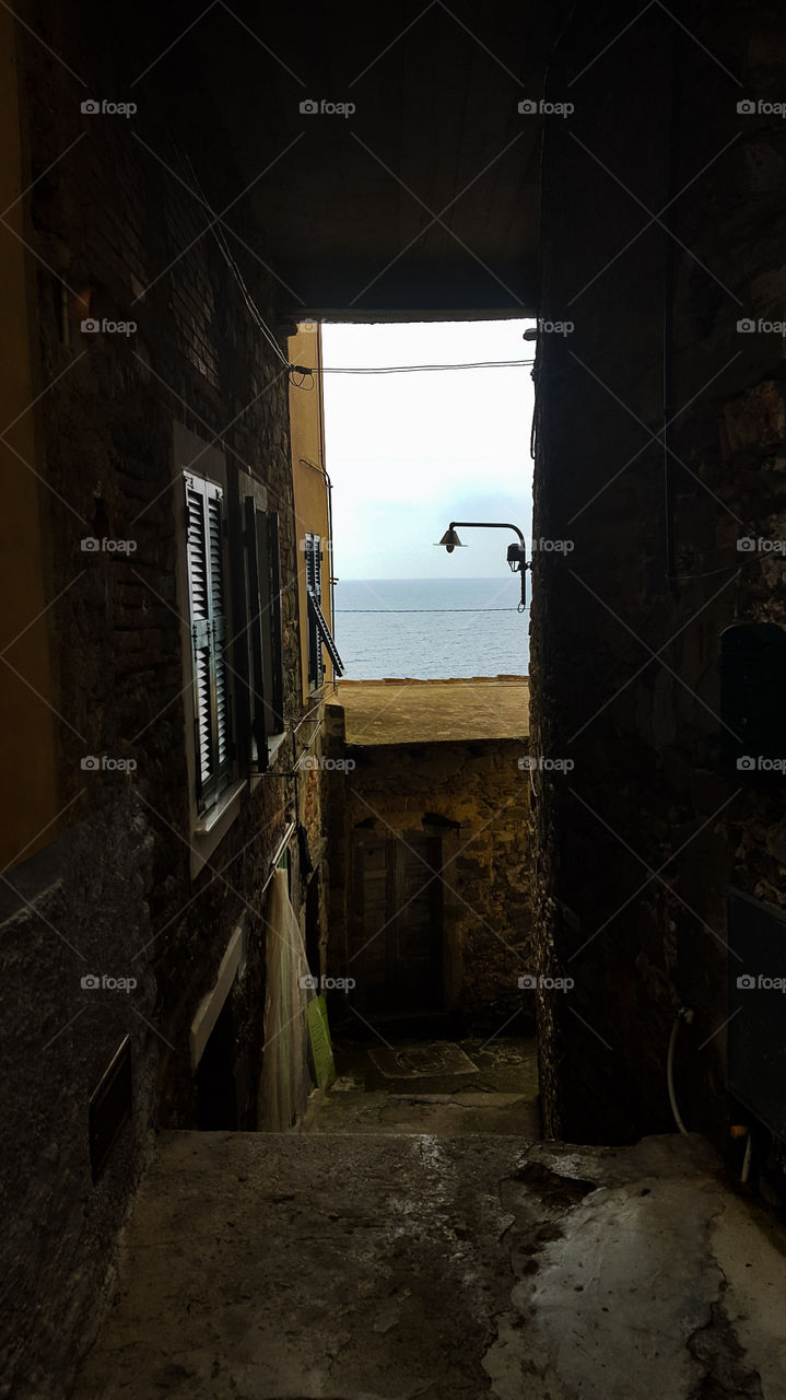 Street in Corniglia in Italy